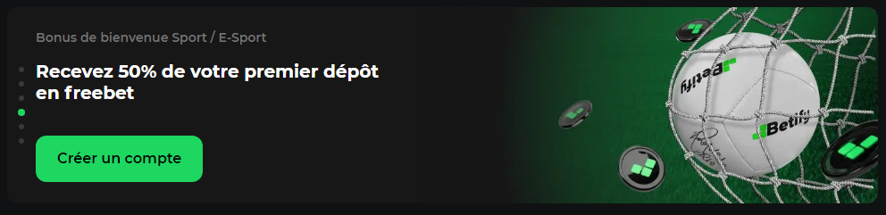 50% van je eerste storting in freebet bij Betify Casino