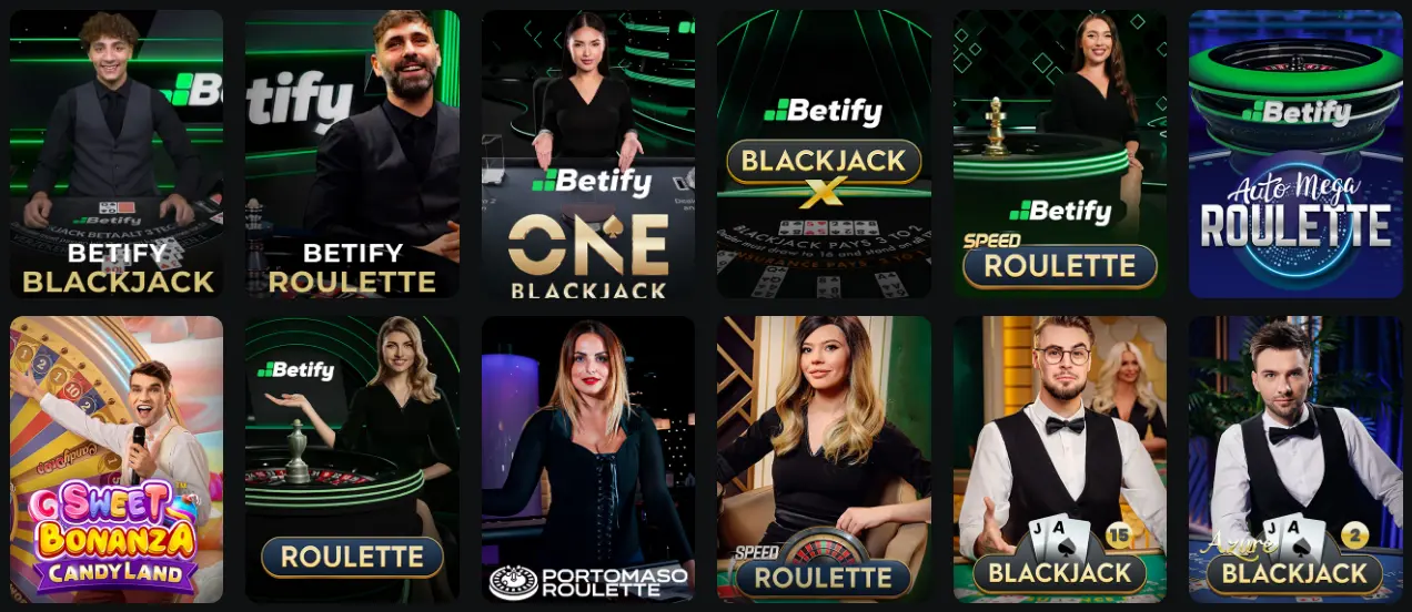 Live spellen van Betify casino